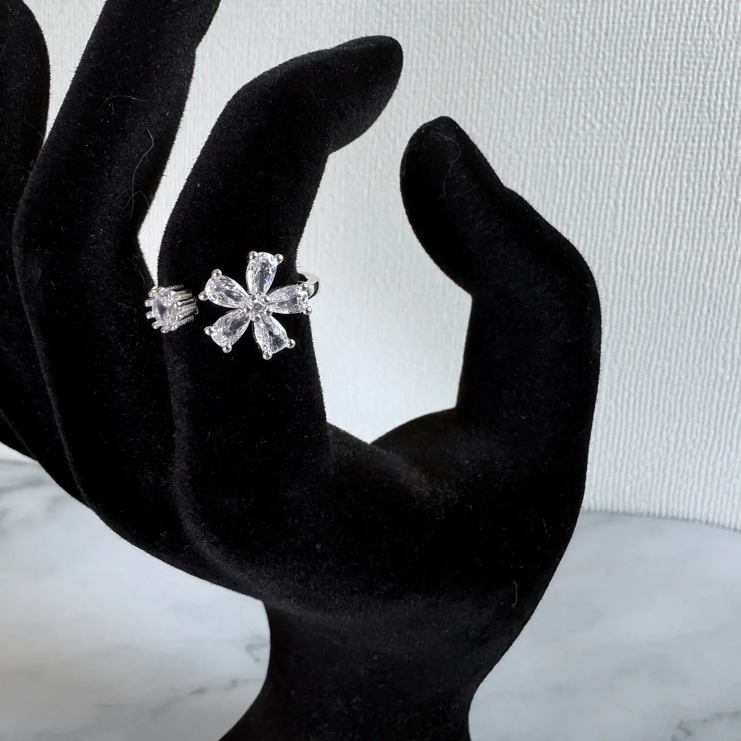 Anillo Flor Circón Ajustable Plata Fina Ley 925 Circones Mujer 2