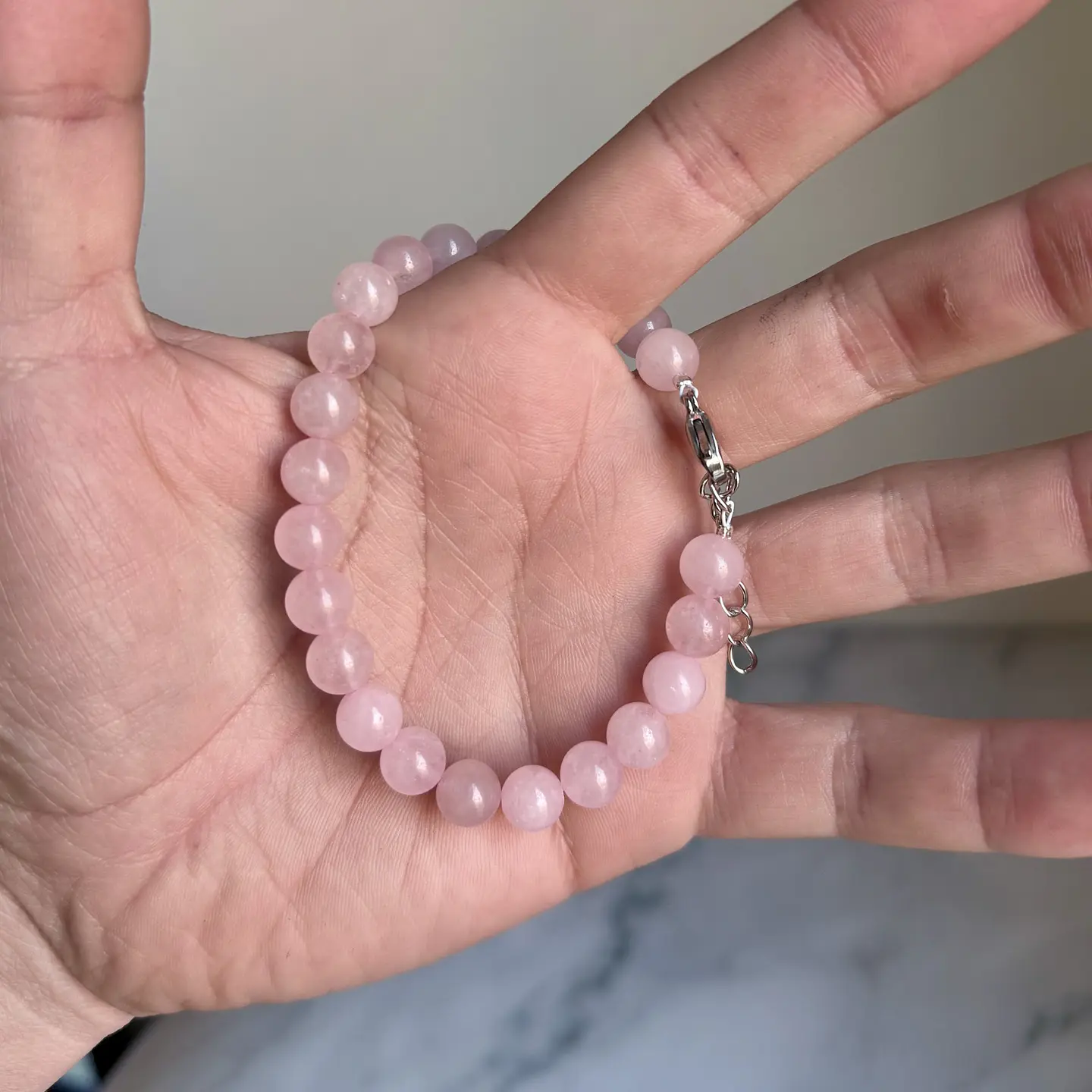 Set Cadena + Pulsera Gargantilla Cuencas De Cuarzo Rosa Unisex 5