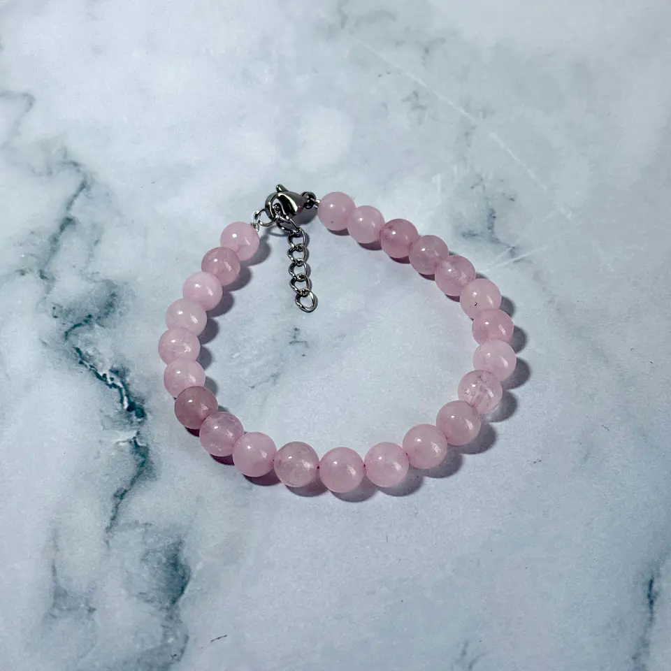 Set Cadena + Pulsera Gargantilla Cuencas De Cuarzo Rosa Unisex 9