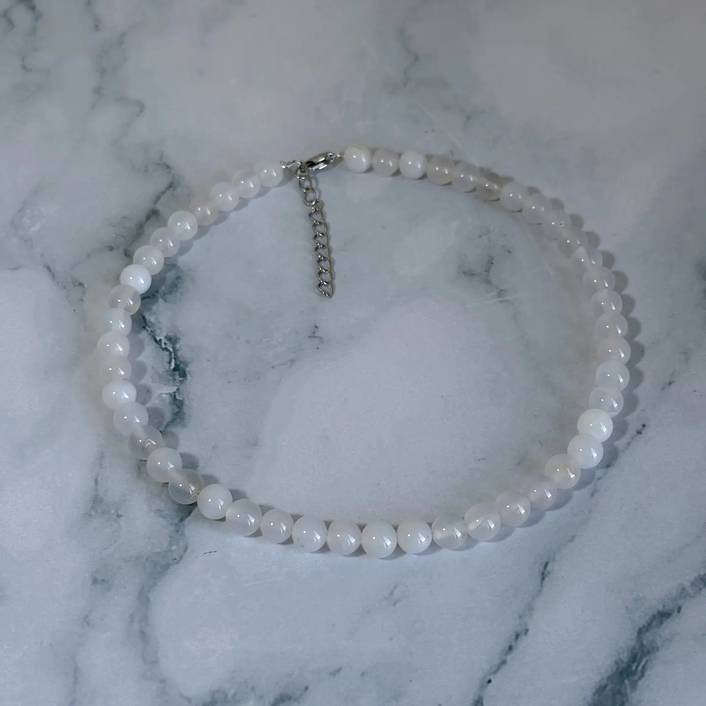 Set Cadena + Pulsera Gargantilla Cuencas De Cuarzo Blanco Unisex 8