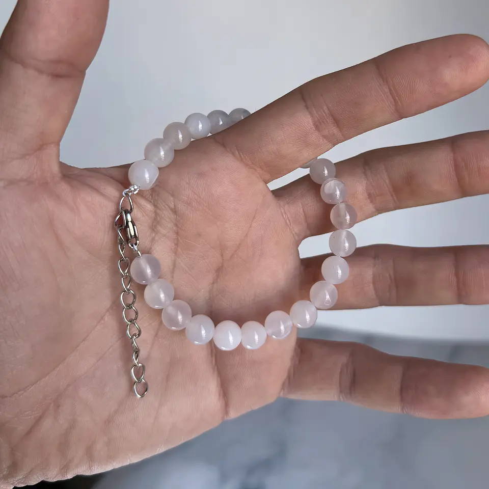 Set Cadena + Pulsera Gargantilla Cuencas De Cuarzo Blanco Unisex 9