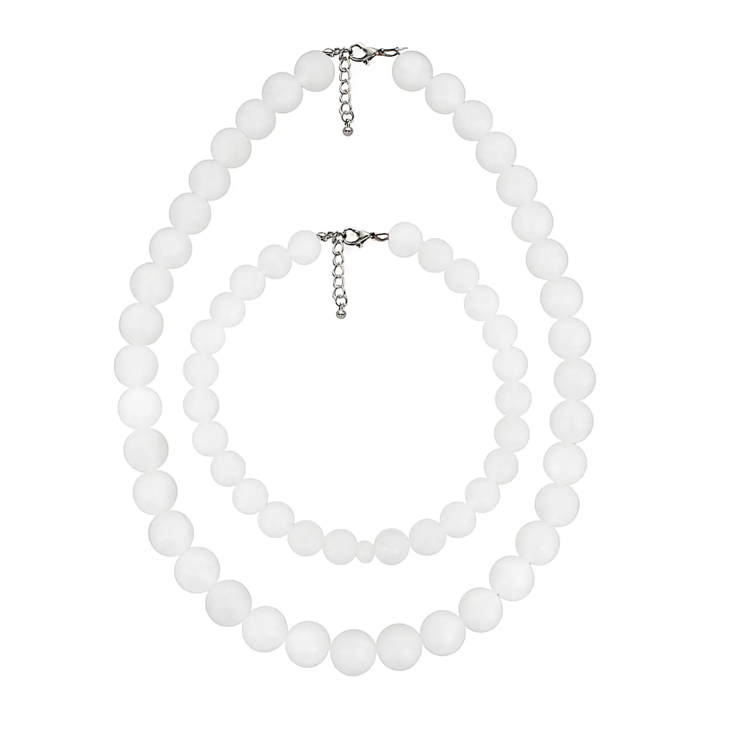 Set Cadena + Pulsera Gargantilla Cuencas De Cuarzo Blanco Unisex 1