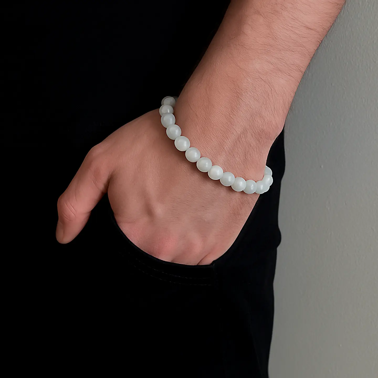 Set Cadena + Pulsera Gargantilla Cuencas De Cuarzo Blanco Unisex 3