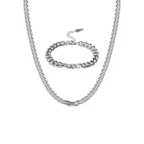 Set Cadena + Pulsera Grumet Acero Inoxidable 4.5mm Collar