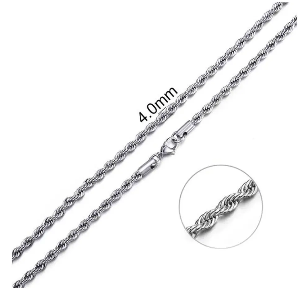 Set Cadena + Pulsera Torbillon Acero Inoxidable 4mm Collar 4