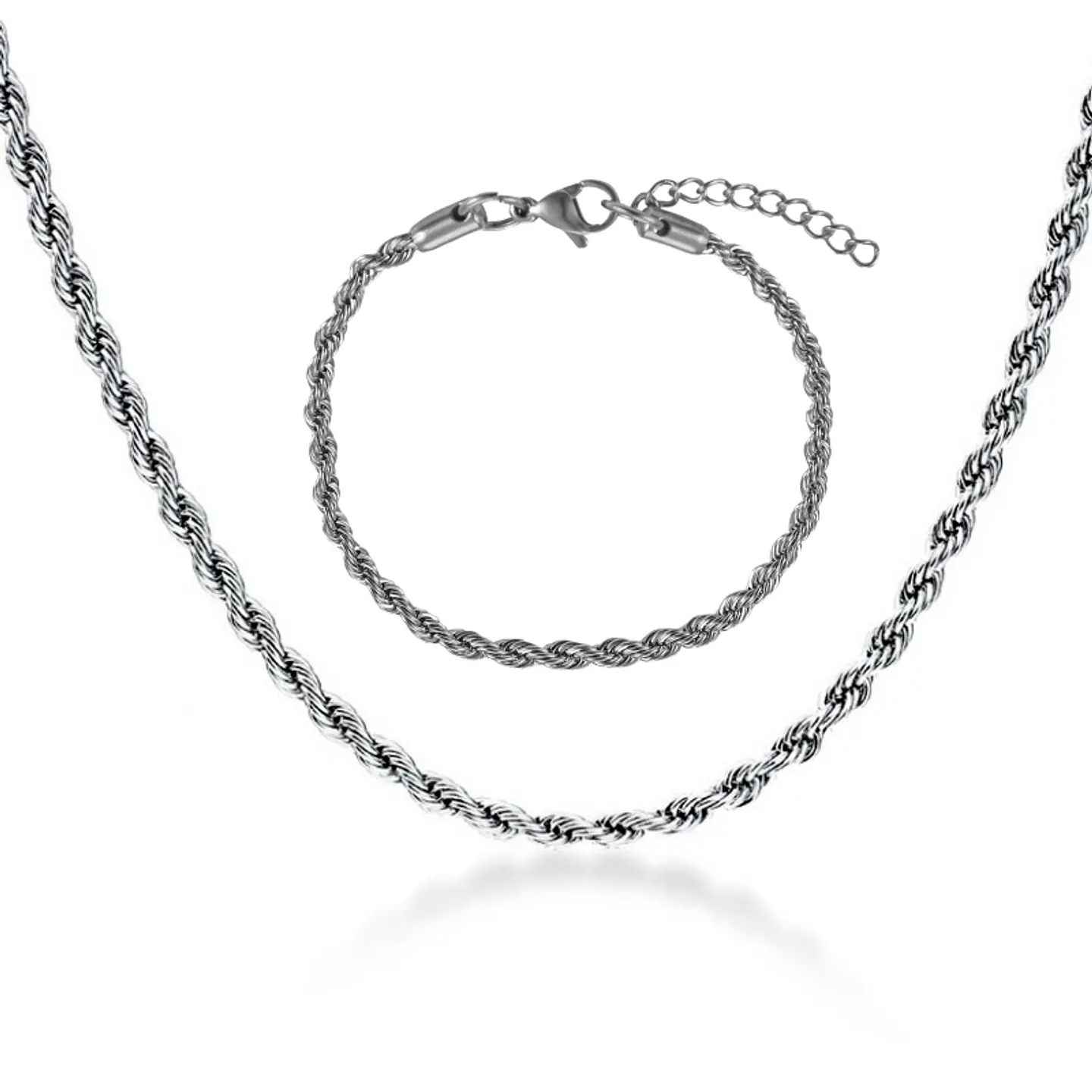Set Cadena + Pulsera Torbillon Acero Inoxidable 4mm Collar 1