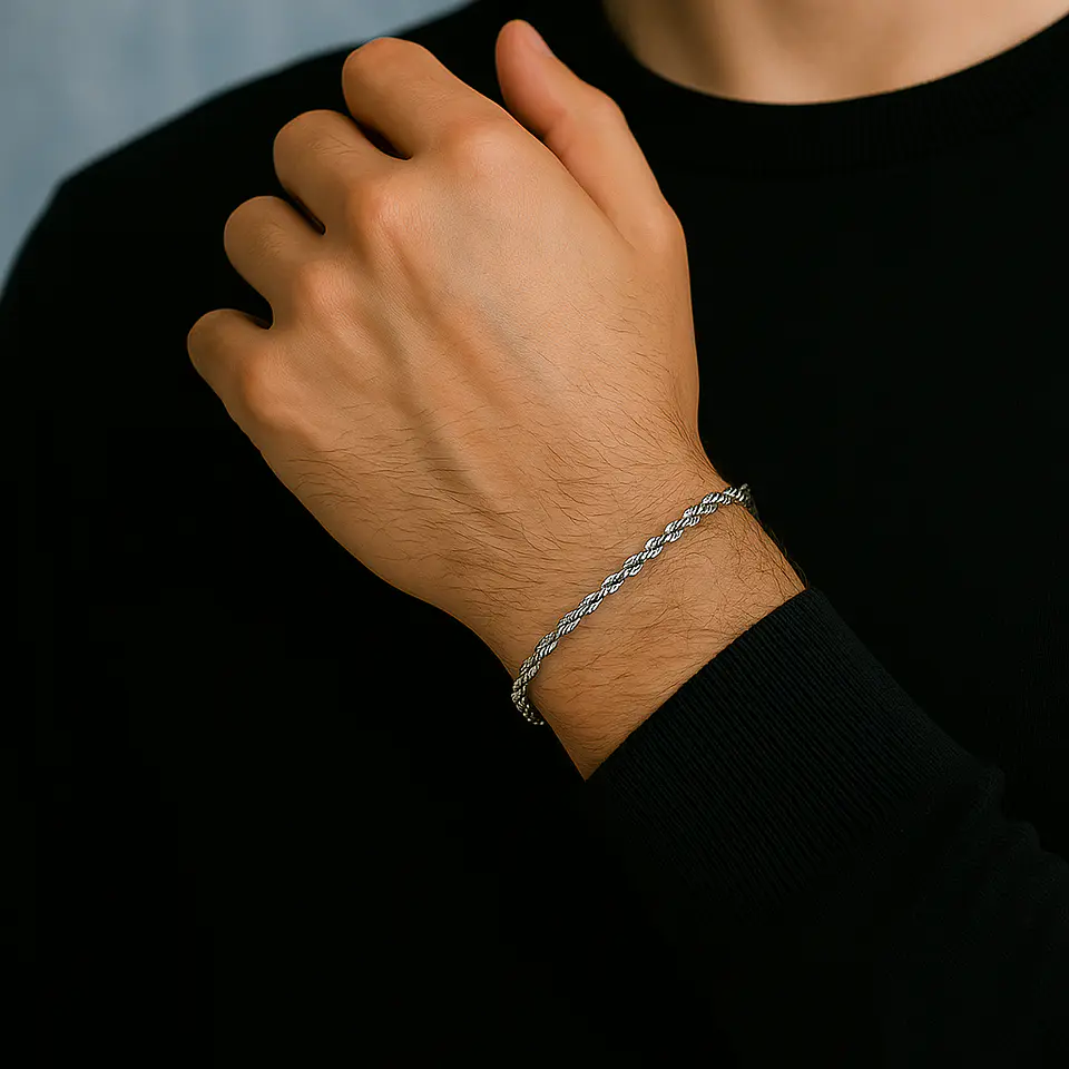 Pulsera Torbillon Acero Inoxidable 4mm 22cm Unisex 6