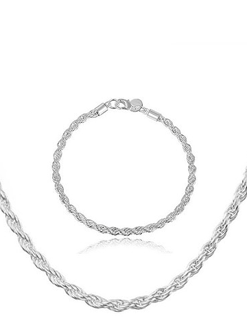 Set Cadena + Pulsera Torbillon Chapado Plata 925 4mm Collar