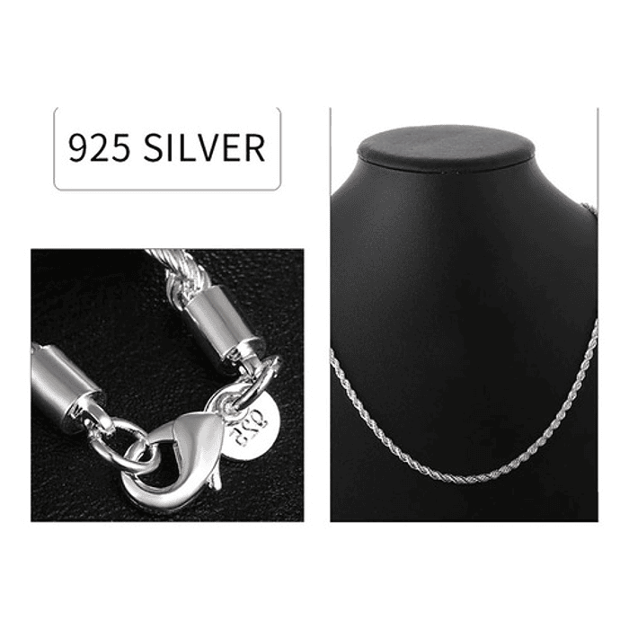 Set Cadena + Pulsera Torbillon Chapado Plata 925 4mm Collar 3