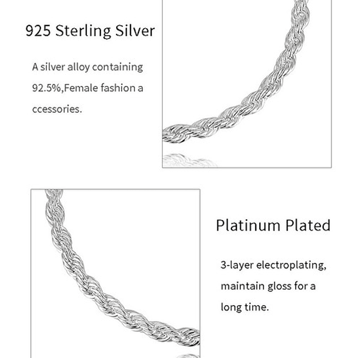 Set Cadena + Pulsera Torbillon Chapado Plata 925 4mm Collar 4