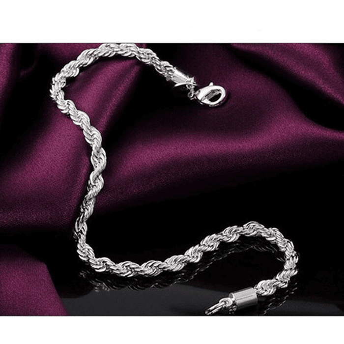 Set Cadena + Pulsera Torbillon Chapado Plata 925 4mm Collar 6