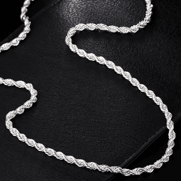 Set Cadena + Pulsera Torbillon Chapado Plata 925 4mm Collar 8