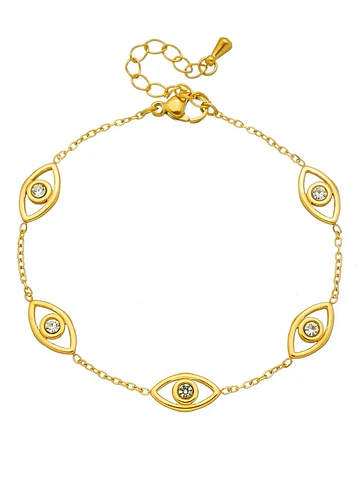 Pulsera Protección Ojo Turco Circones Acero Inoxidable Baño Oro 18k 