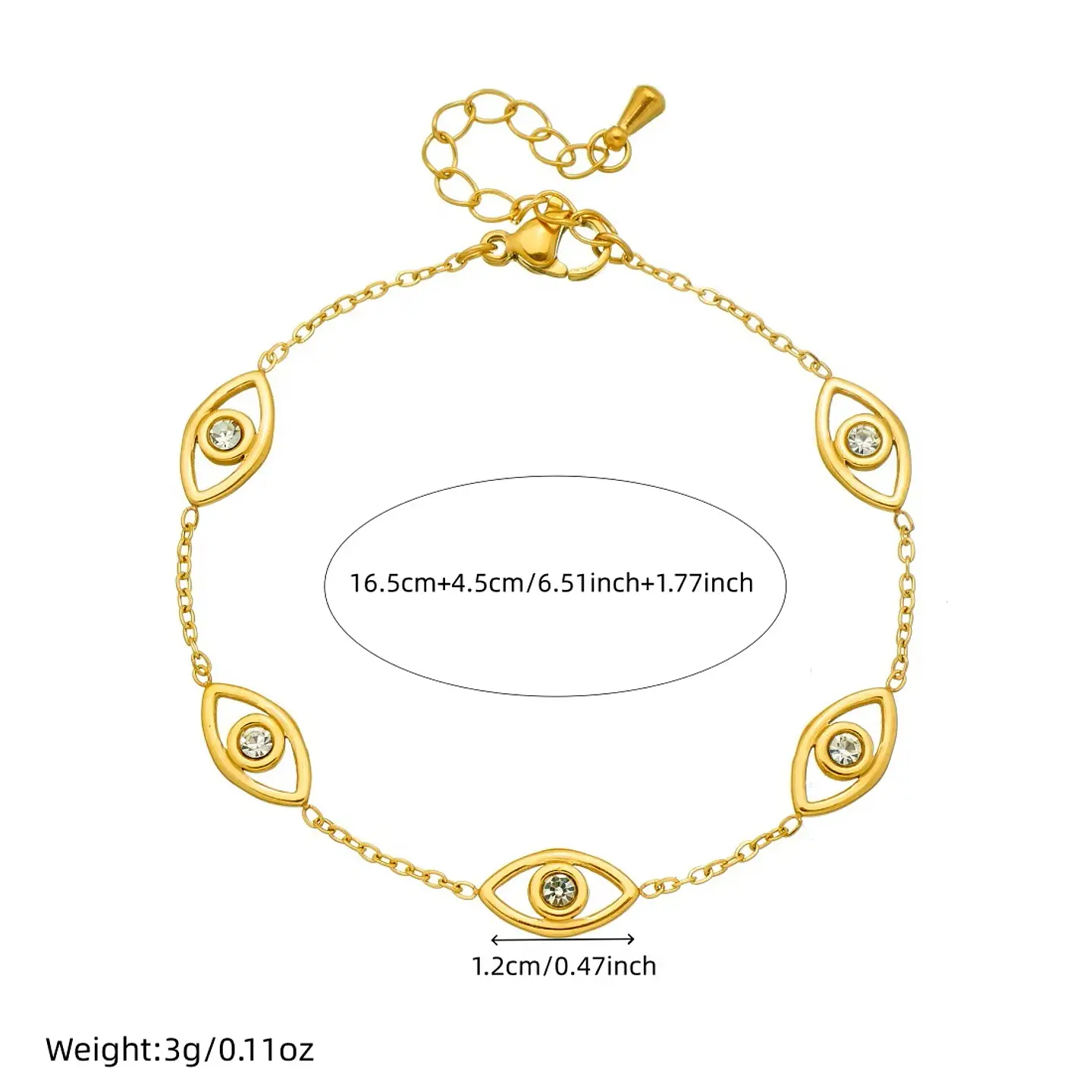 Pulsera Protección Ojo Turco Circones Acero Inoxidable Baño Oro 18k  2