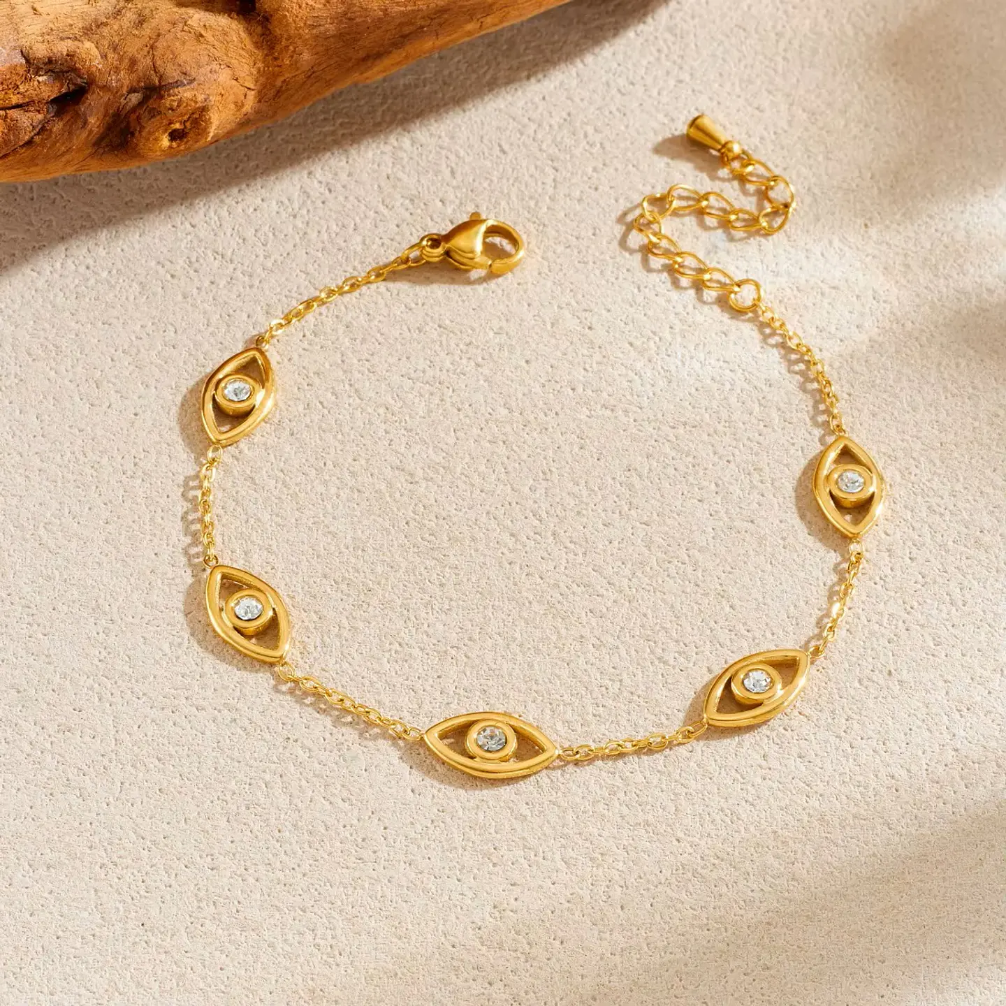 Pulsera Protección Ojo Turco Circones Acero Inoxidable Baño Oro 18k  5