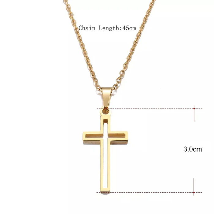 Collar Cruz Hueca Religión Acero Inoxidable Colgante Unisex 8