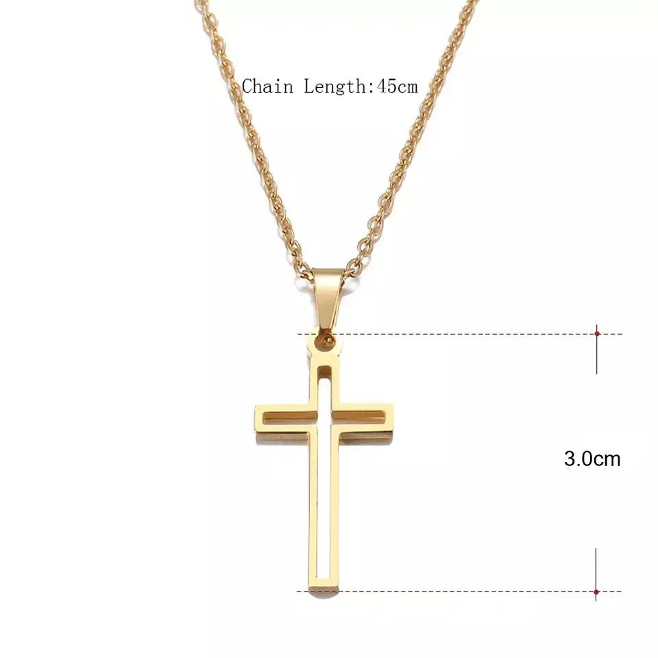 Collar Cruz Hueca Religión Acero Inoxidable Colgante Unisex 8