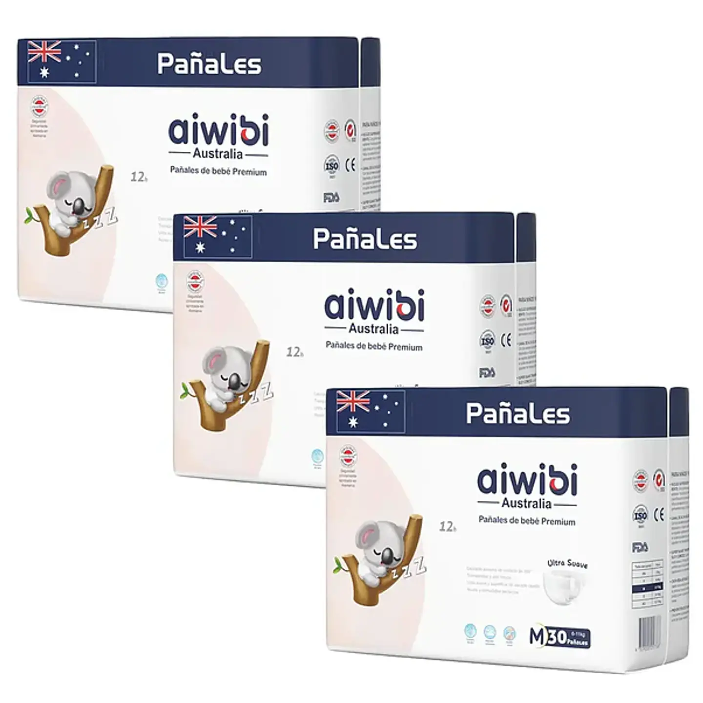 Pañales Aiwibi Premium Talla M - 90 Unidades 1