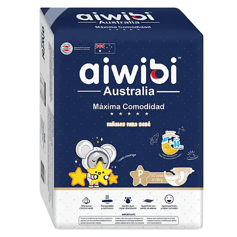 Pañales Aiwibi Dulce Noche Talla P - 60 Unidades