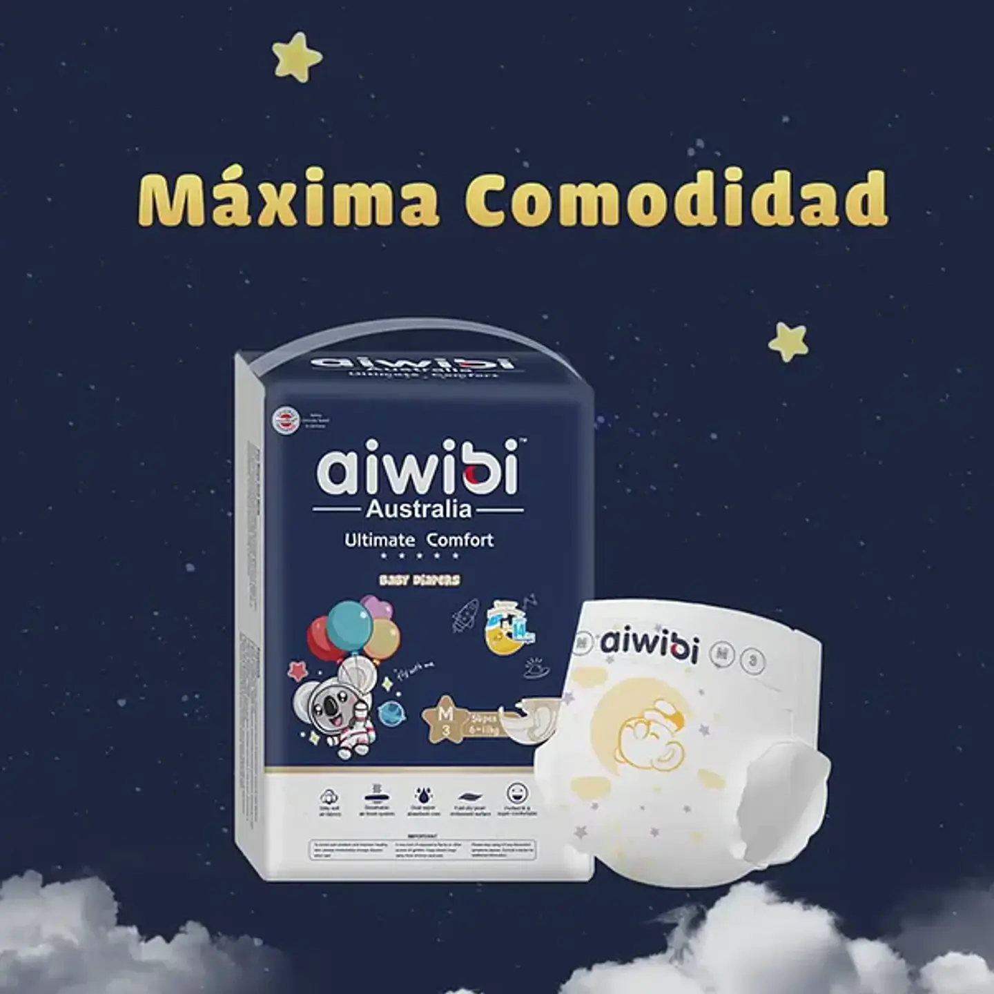 Pañales Aiwibi Dulce Noche Talla M - 54 Unidades 4