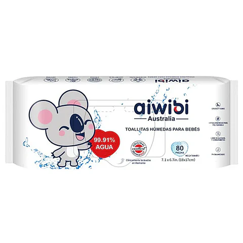 Toallitas Húmedas Aiwibi 99.91% Agua Pura 80 - 1 Unidad