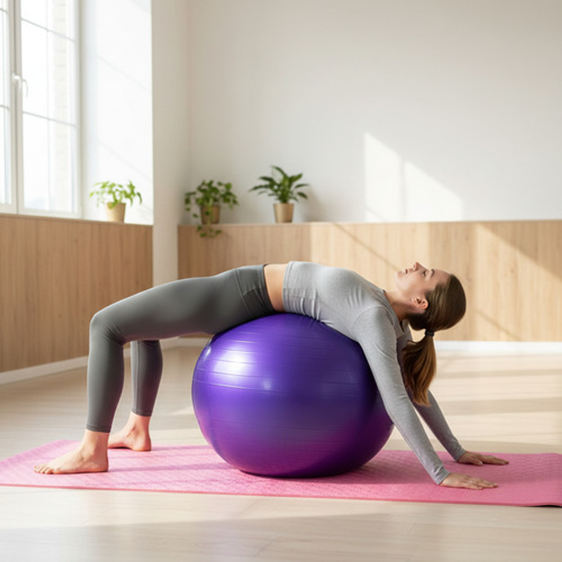 Pelota De Yoga/pilates 65cm Color Morado + Inflador 4