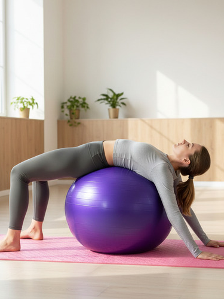 Pelota De Yoga/pilates 65cm Color Morado + Inflador 4