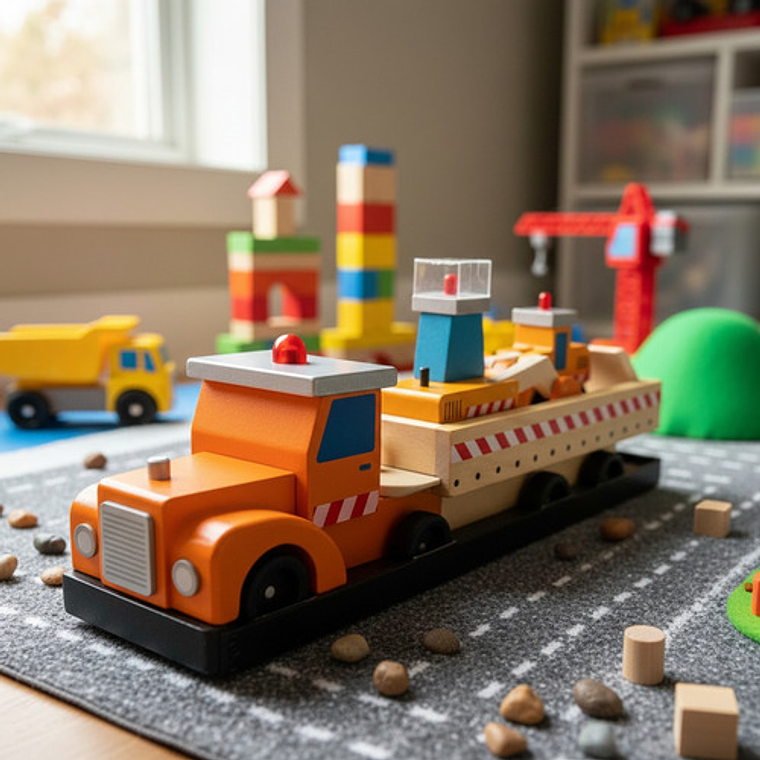 Camión Rampa de Madera – Juguete Didáctico de Construcción Infantil 2