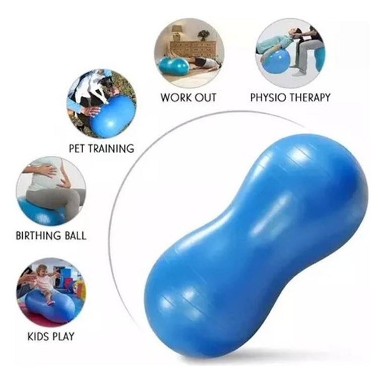 Balón Ovalado Pilates Yoga Tipo Maní 90x45cm Rehabilitación Color Azul 2