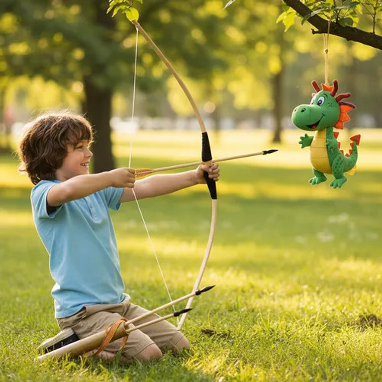 Juguete Madera Tiro Al Blanco Arco + Flecha Niño-as Regalo 2