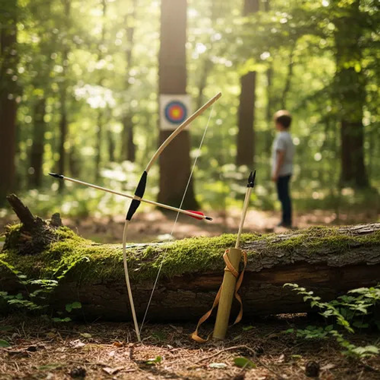 Juguete Madera Tiro Al Blanco Arco + Flecha Niño-as Regalo 4