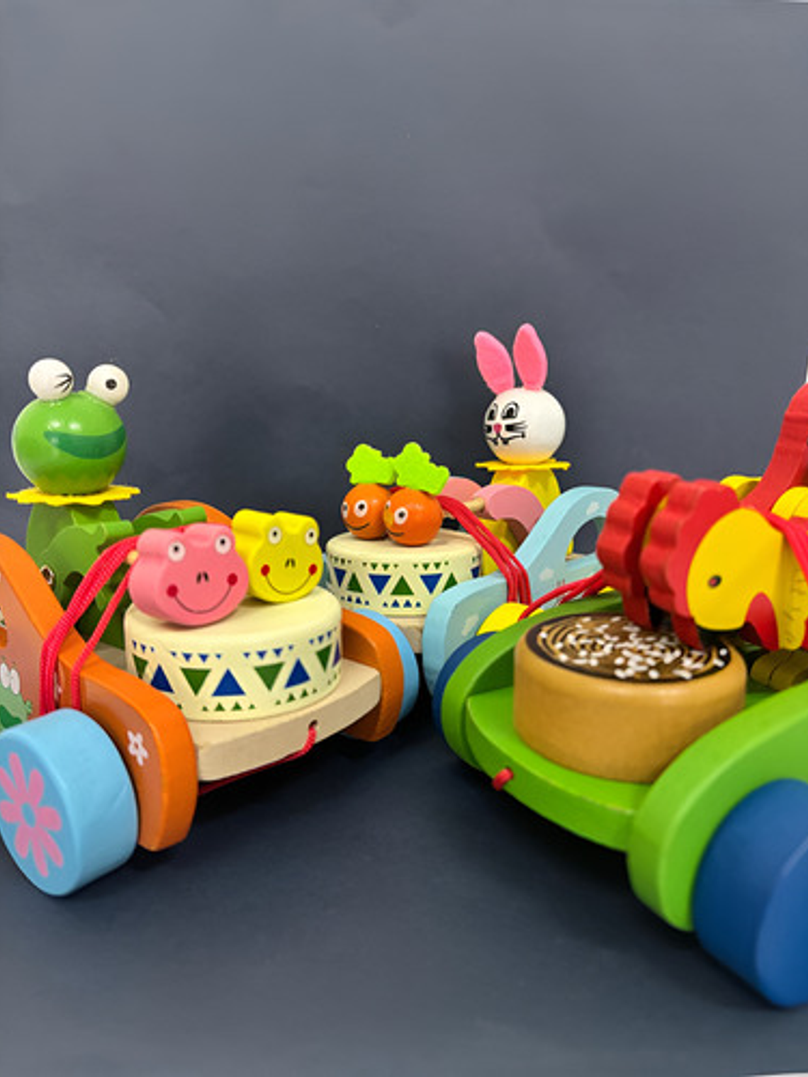 Carritos De Arrastre De Animales De Madera 4