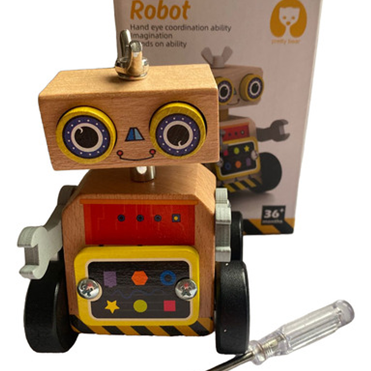 Juguete Educativo Robot Ensamblaje De Madera Montessori 2