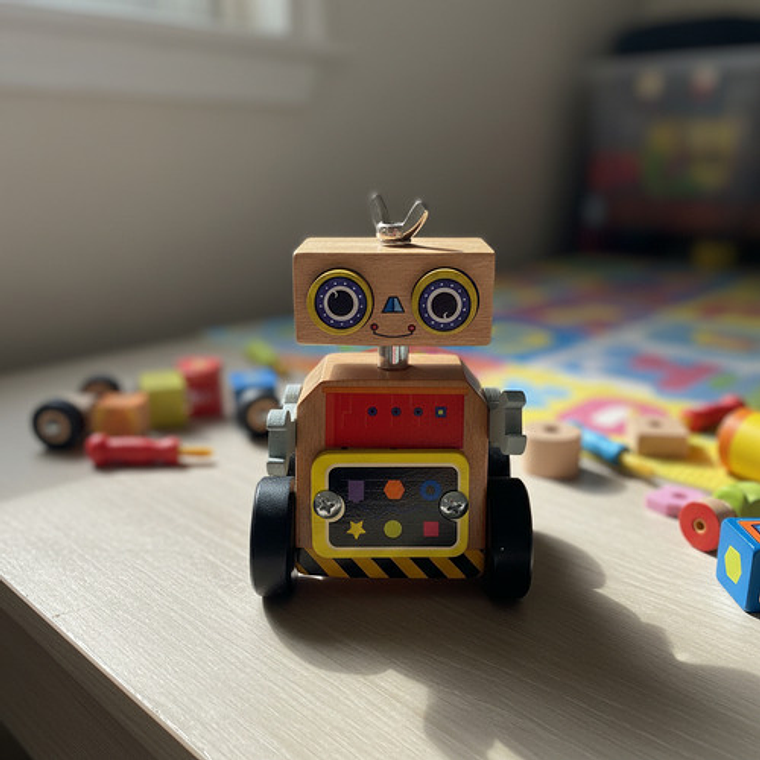 Juguete Educativo Robot Ensamblaje De Madera Montessori 3
