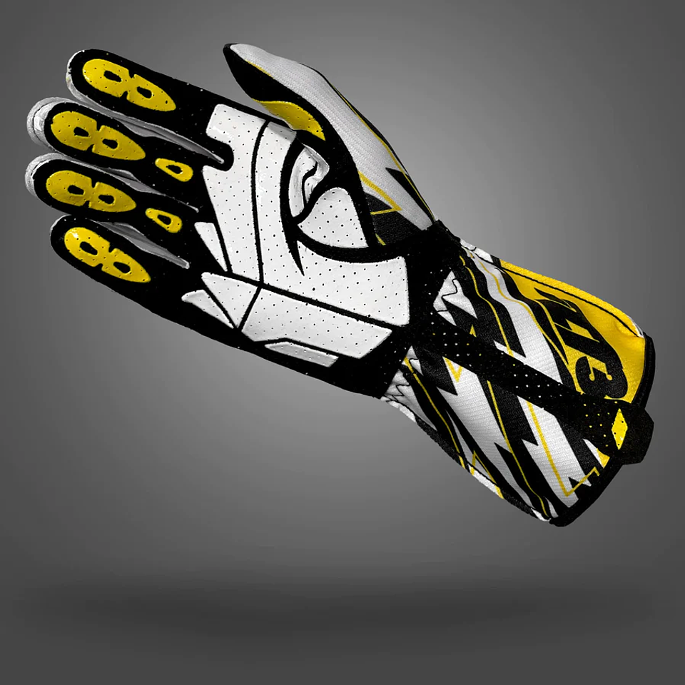 Guante karting -273 BLITZ Black/White/Yellow 3