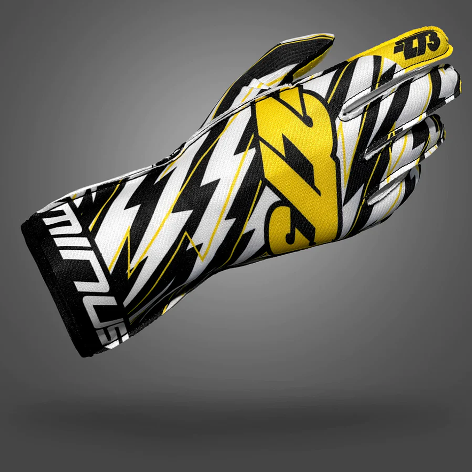 Guante karting -273 BLITZ Black/White/Yellow 2