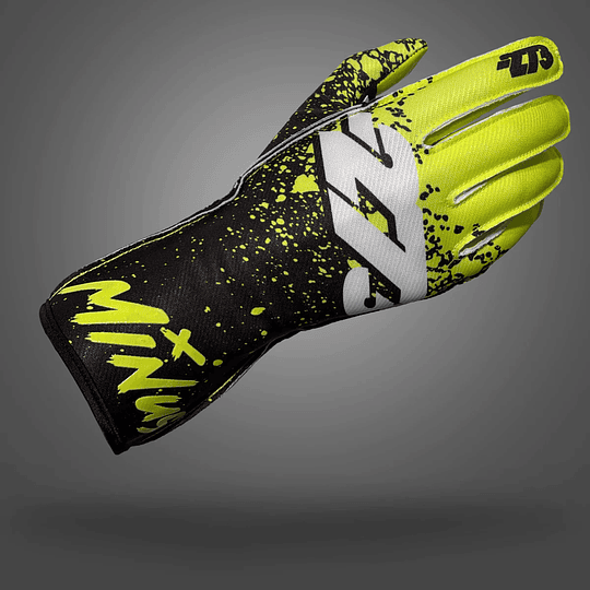 Guante karting -273 DRIP Fluo Yellow/Black/White - Asymmetric