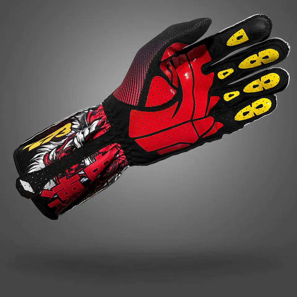 Guante karting -273 SHAOLIN Black/White/Red/Yellow - Asymmetric 4