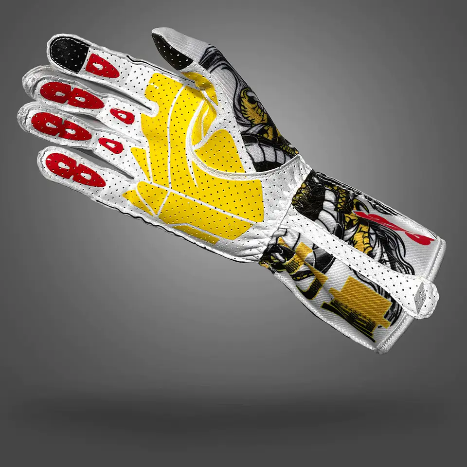Guante karting -273 SHAOLIN Black/White/Red/Yellow - Asymmetric 5
