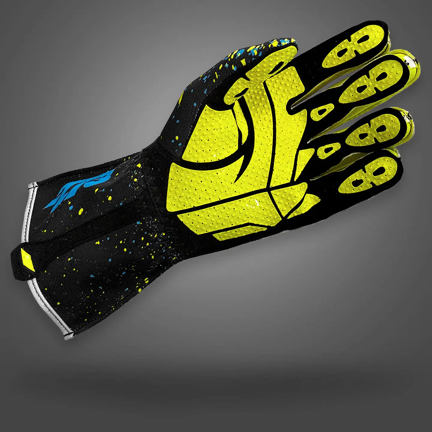 Guante karting -273 DRIP V2 Black/Fluo Yellow/Cyan 2