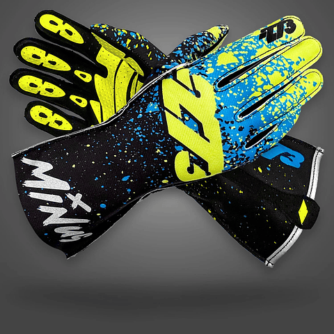 Guante karting -273 DRIP V2 Black/Fluo Yellow/Cyan