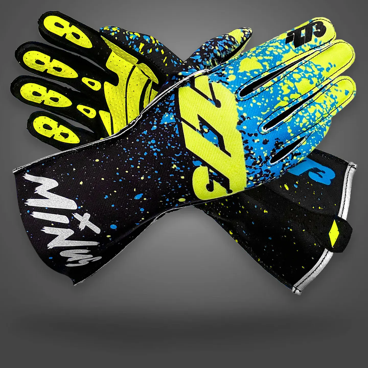 Guante karting -273 DRIP V2 Black/Fluo Yellow/Cyan 1