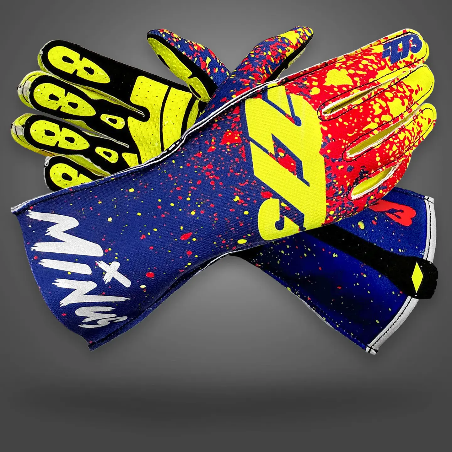 Guante karting -273 DRIP V2 Blue/Fluo Yellow/Fluo Red 1