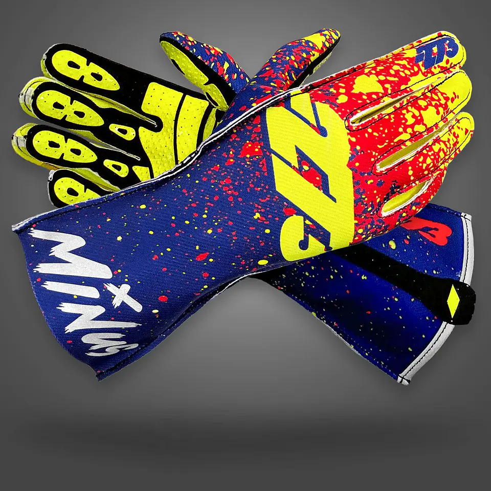 Guante karting -273 DRIP V2 Blue/Fluo Yellow/Fluo Red 1