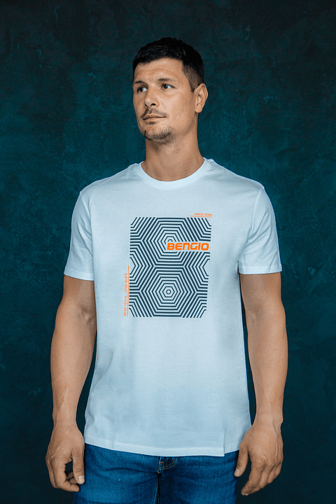 Polera Bengio Blanco/Naranjo