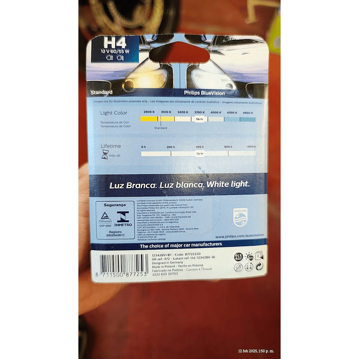 ampolleta h4 blue vision philips 2