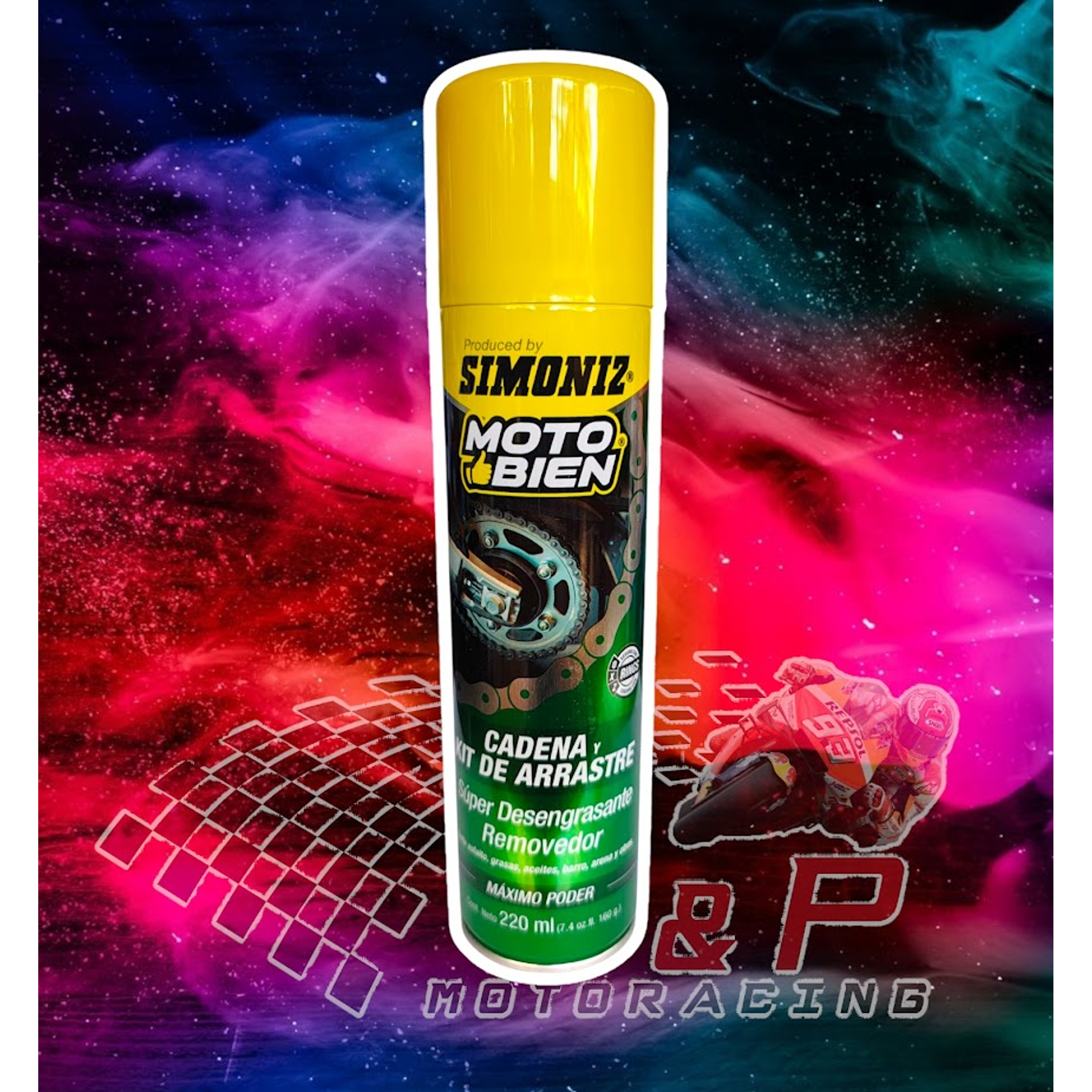 Limpiador Desengrasante cadena SIMONIZ Moto Bien 220ml 2