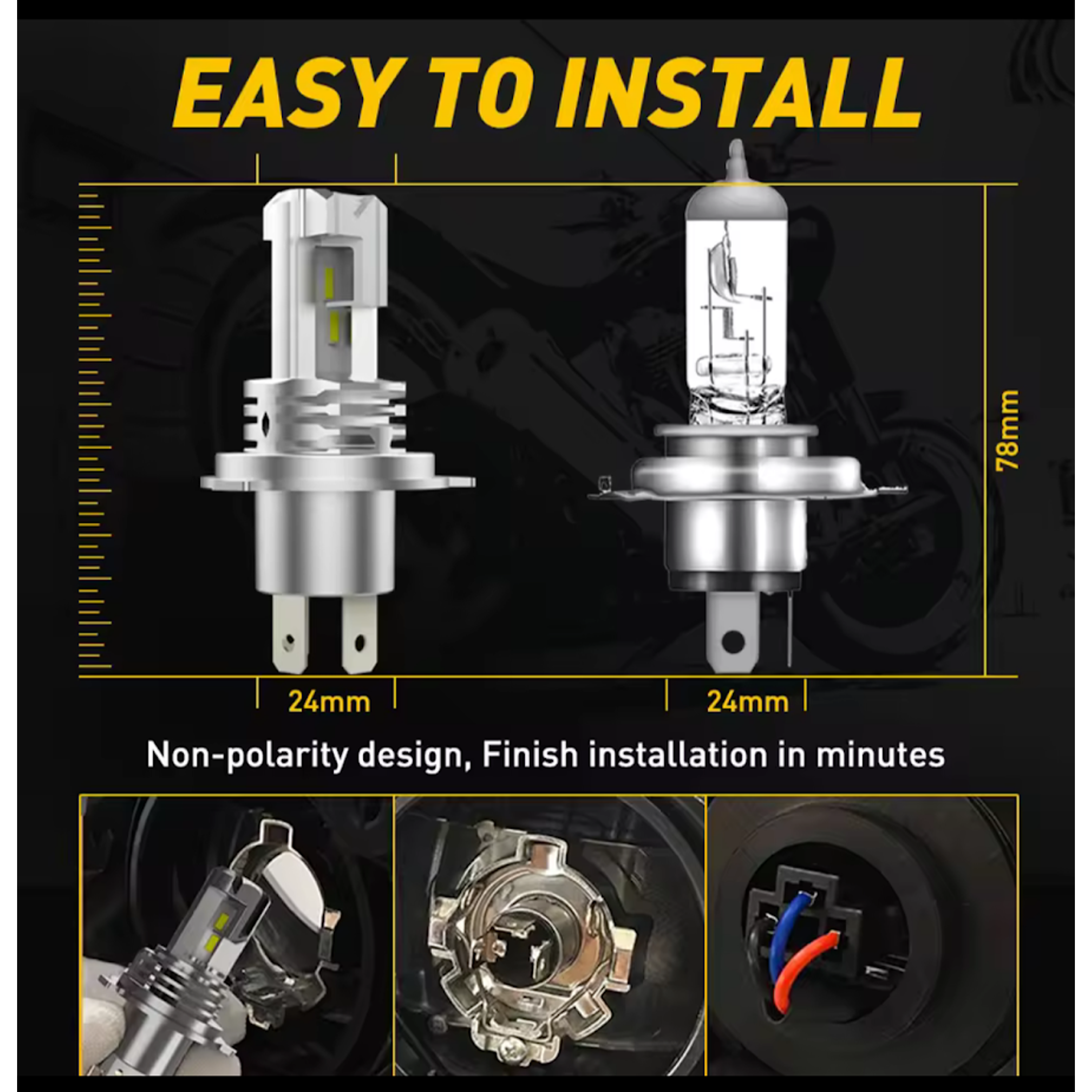 Ampolleta Led H4 12v Motocicleta Conexión Rápida 3