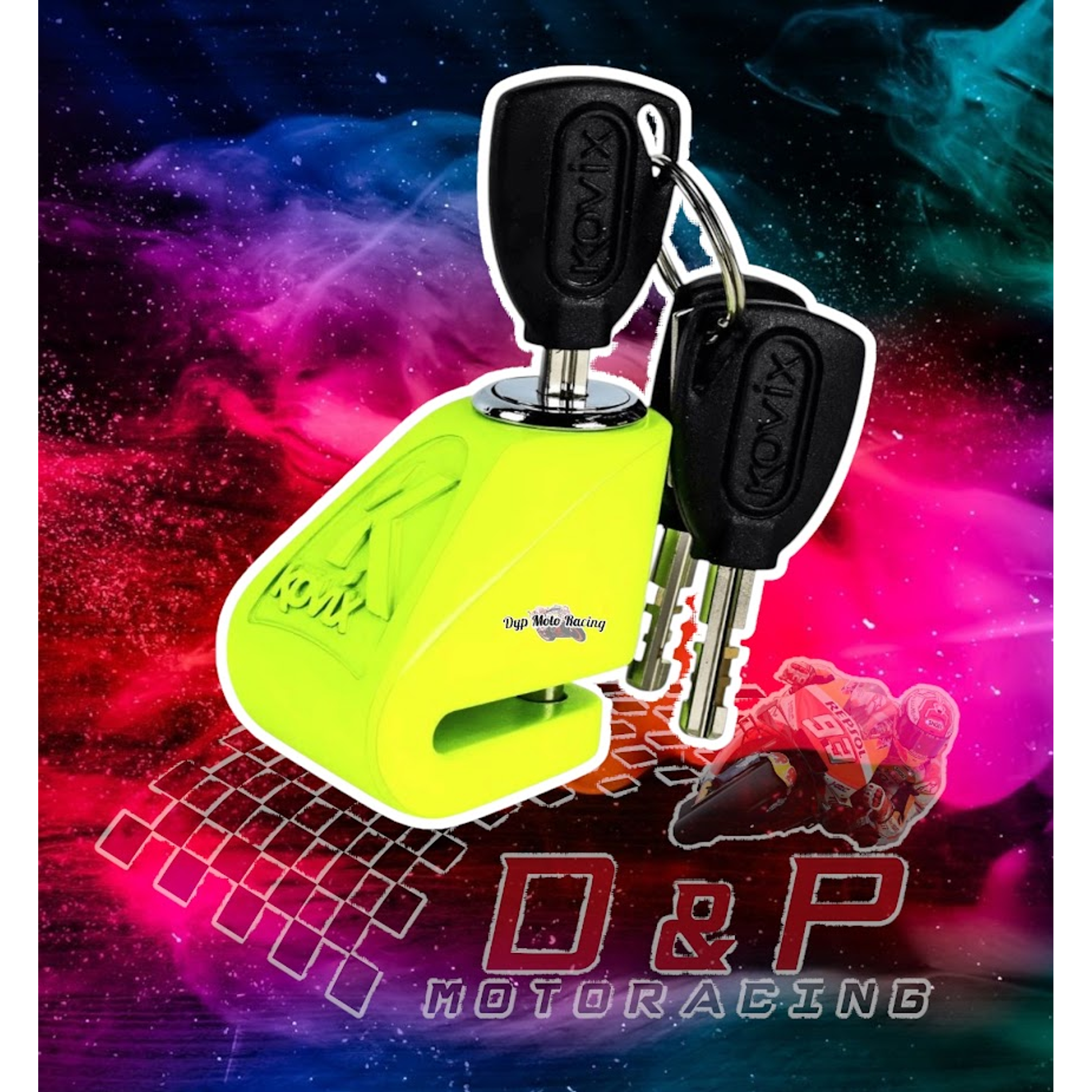 Candado Disco Moto Kovix Kn1 Pasador 6mm Verde Lima 1