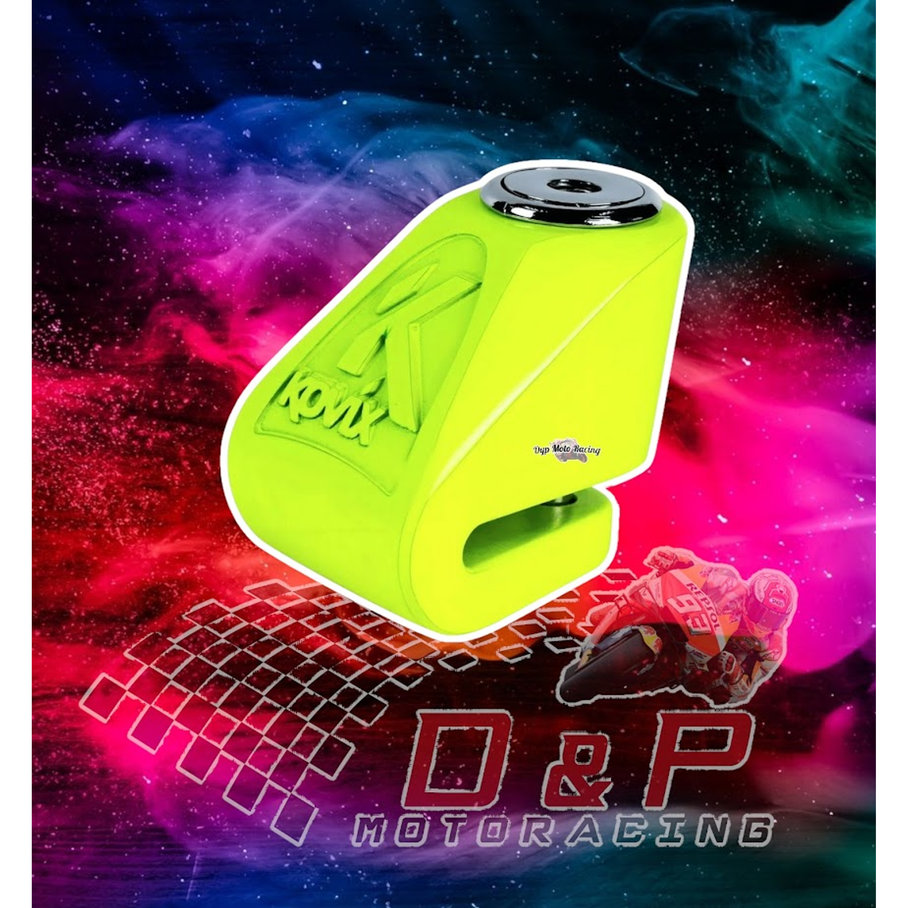 Candado Disco Moto Kovix Kn1 Pasador 6mm Verde Lima 2